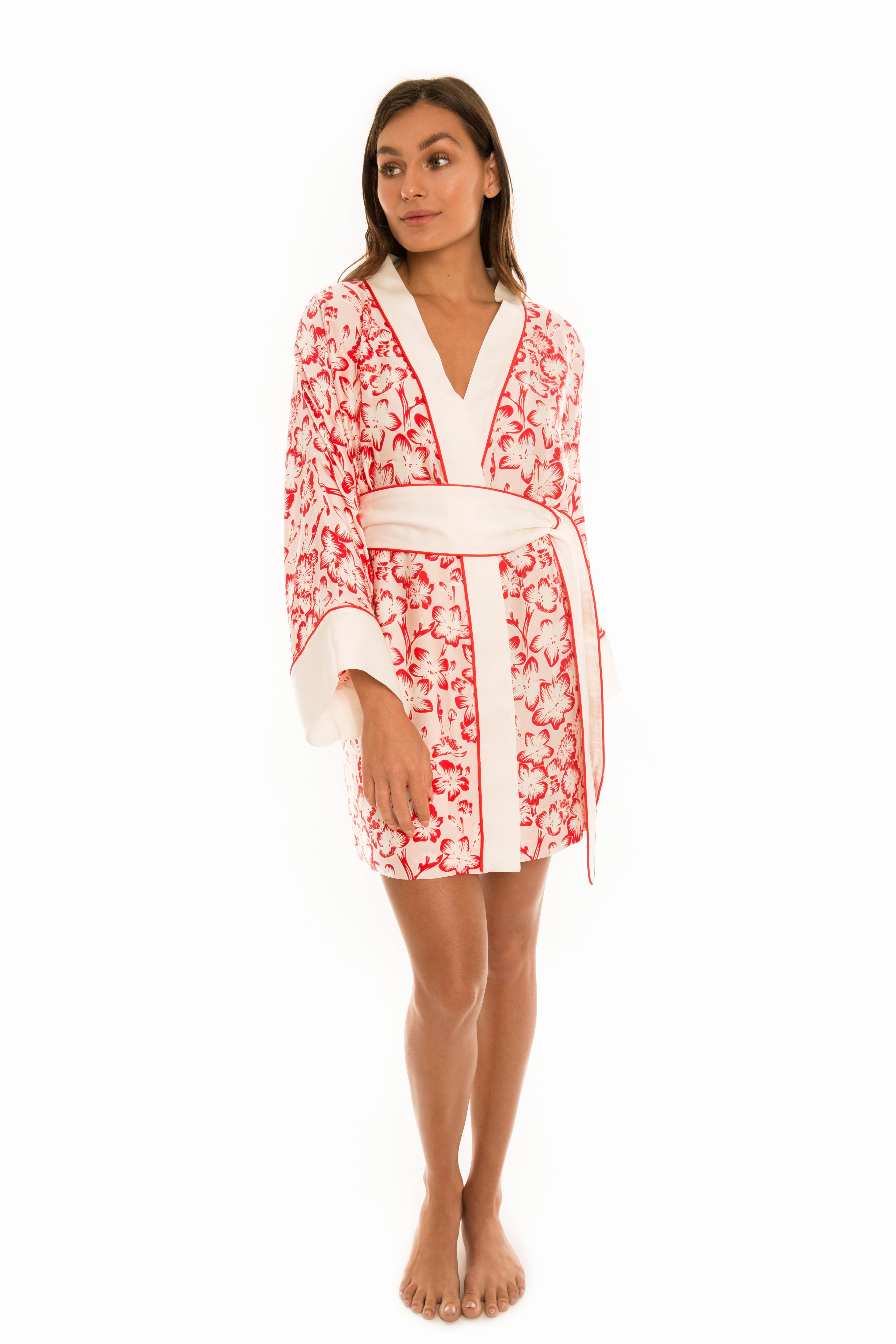 Cherry blossom luxury silk kimono robe